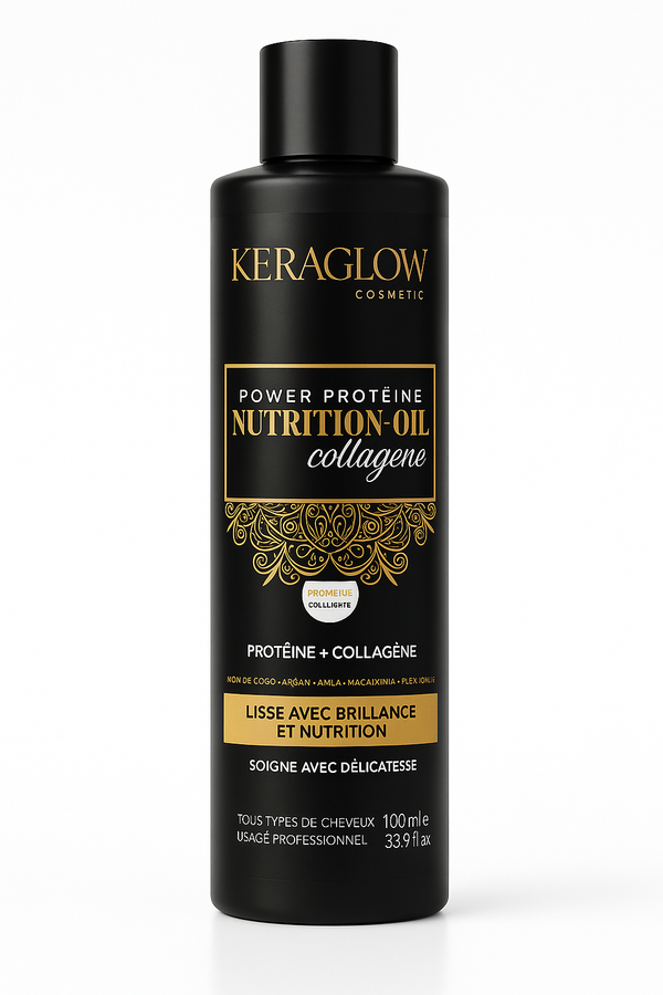 Lissage Indien Professionnel à la Protéine, Collagène & Huiles Naturelles – Effet Glossy – KERAGLOW