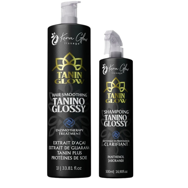 Lissage Tanin® KERAGLOW tanino gloss Guaraná proteine de soie 1L + Spray lissant
