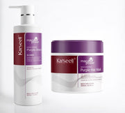 Duo Karseell Violet – Shampoing 500 ml + Masque 500 ml | Anti-Reflets Jaunes – Blonds, Gris & Décolorés