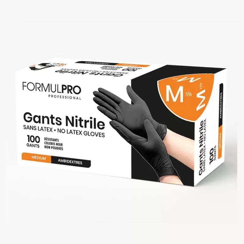 Gants Noirs en Nitrile Taille M – Boîte de 100 | Résistants, Sans Latex, Usage Professionnel