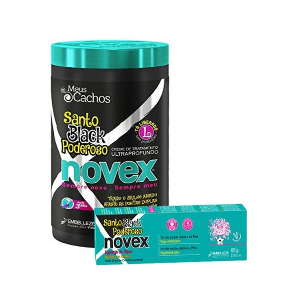 Pack Novex Santo Black Puissant – Masque 400g + Recharge 80g | Anti-Frisottis & Hydratation Intense