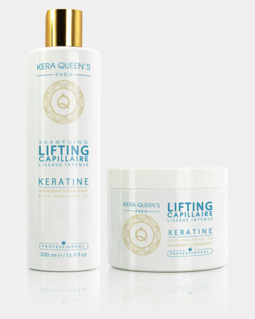 Duo Lifting Kératine – Shampoing & Soin Sans Sulfate 500 ml | Hydratation Intense & Cheveux Éclatants