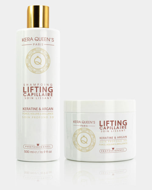 Duo Lifting Argan & Kératine – Shampoing + Soin 500 ml | Nutrition & Anti-Frisottis
